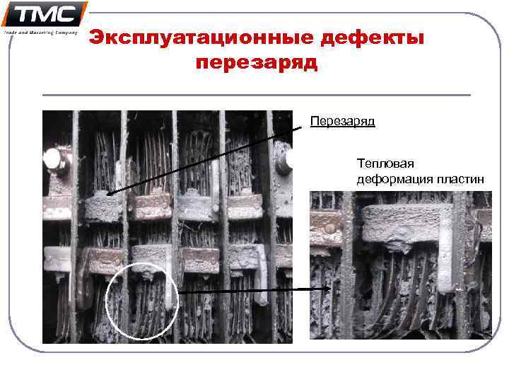 Эксплуатационные дефекты перезаряд Перезаряд Тепловая деформация пластин 