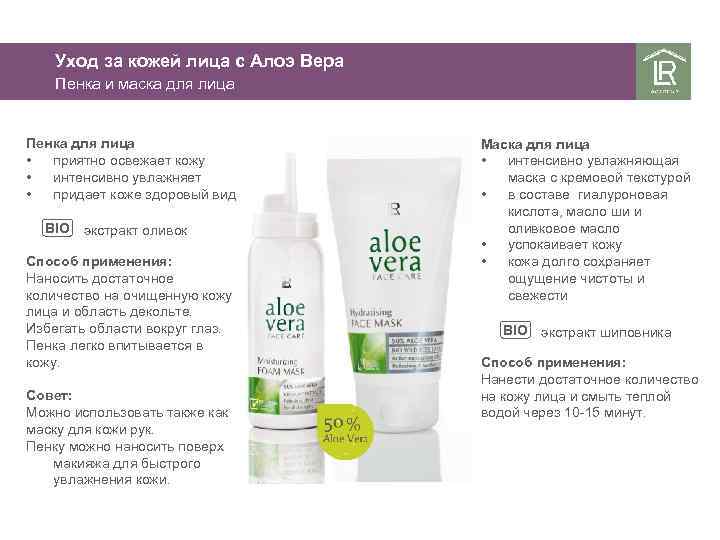 Уход за кожей лица с Алоэ Вера Пенка и маска для лица Пенка для
