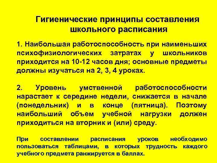 Сп 2.6 1.2612 10 основные санитарные. Гигиенические принципы составления расписания занятий. Принципы составления школьного расписания. Гигиенические требования к составлению школьного расписания.