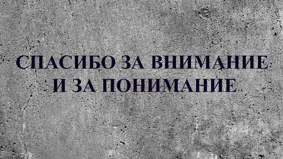 СПАСИБО ЗА ВНИМАНИЕ И ЗА ПОНИМАНИЕ 