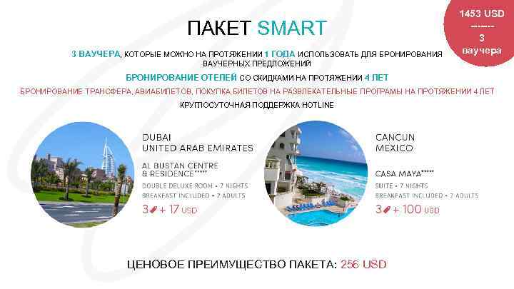 ПАКЕТ SMART 3 ВАУЧЕРА, КОТОРЫЕ МОЖНО НА ПРОТЯЖЕНИИ 1 ГОДА ИСПОЛЬЗОВАТЬ ДЛЯ БРОНИРОВАНИЯ 1453
