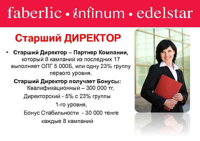 Старший ДИРЕКТОР • Старший Директор – Партнер Компании, который 8 кампаний из последних 17