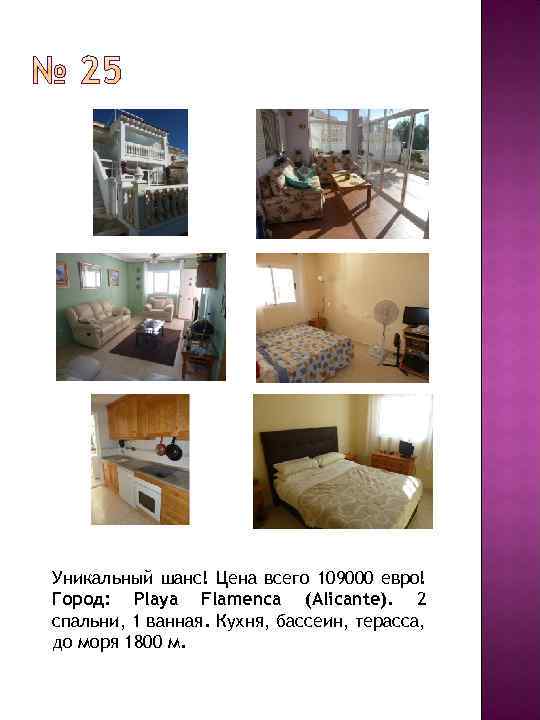 Уникальный шанс! Цена всего 109000 евро! Город: Playa Flamenca (Alicante). 2 спальни, 1 ванная.