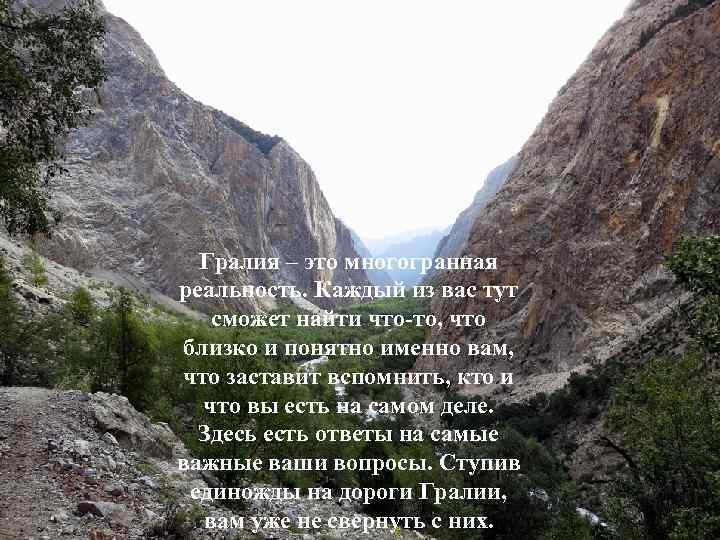 Гралия – это многогранная реальность. Каждый из вас тут сможет найти что-то, что близко