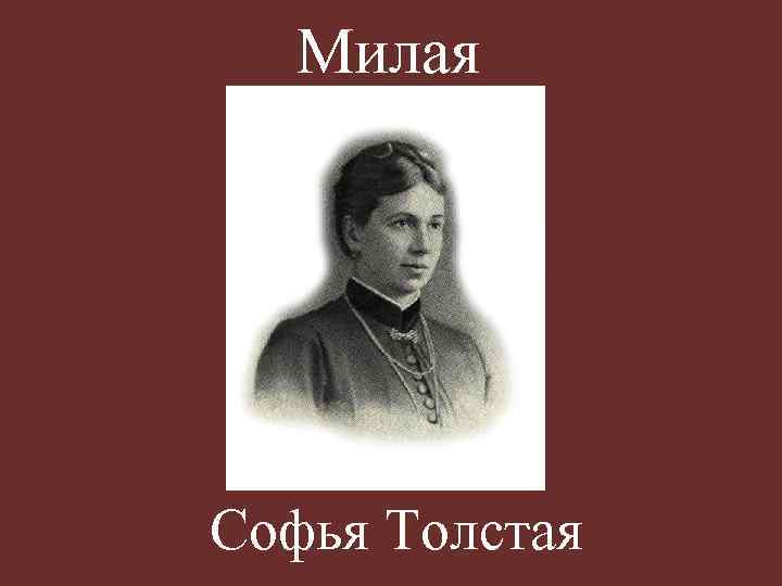 Милая Софья Толстая 