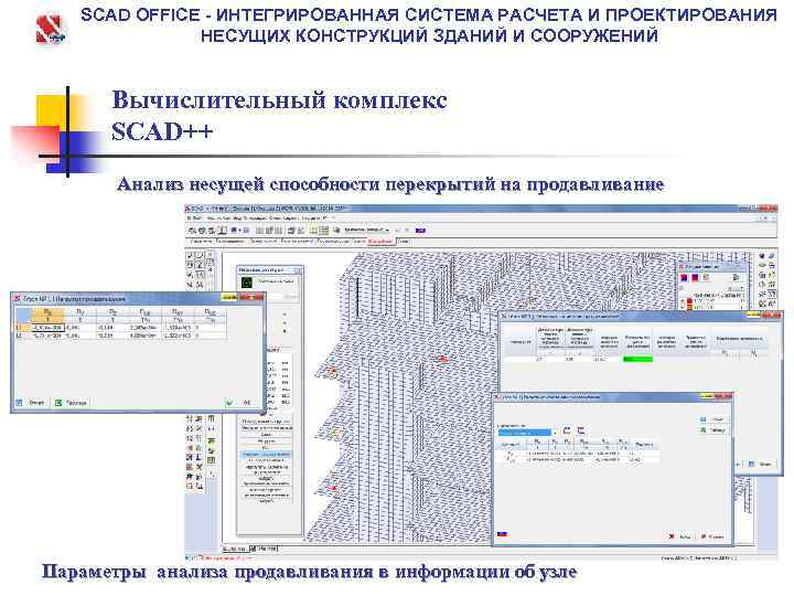 Исходные данные для расчета нагрузок от фрагмента схемы scad