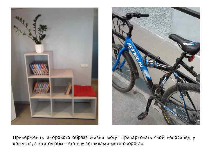 Приверженцы здорового образа жизни могут припарковать свой велосипед у крыльца, а книголюбы – стать