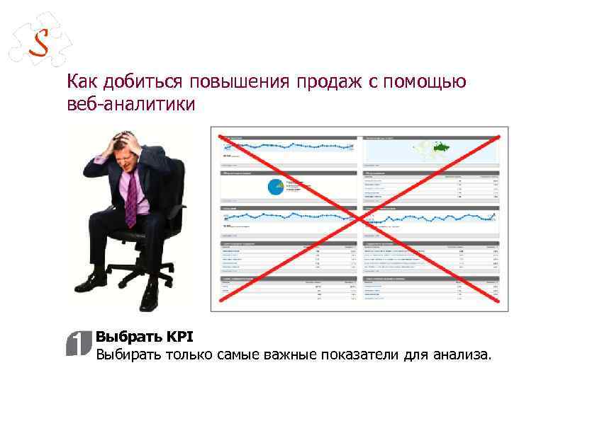 Как добиться повышения продаж с помощью веб-аналитики 1 Выбрать KPI Выбирать только самые важные