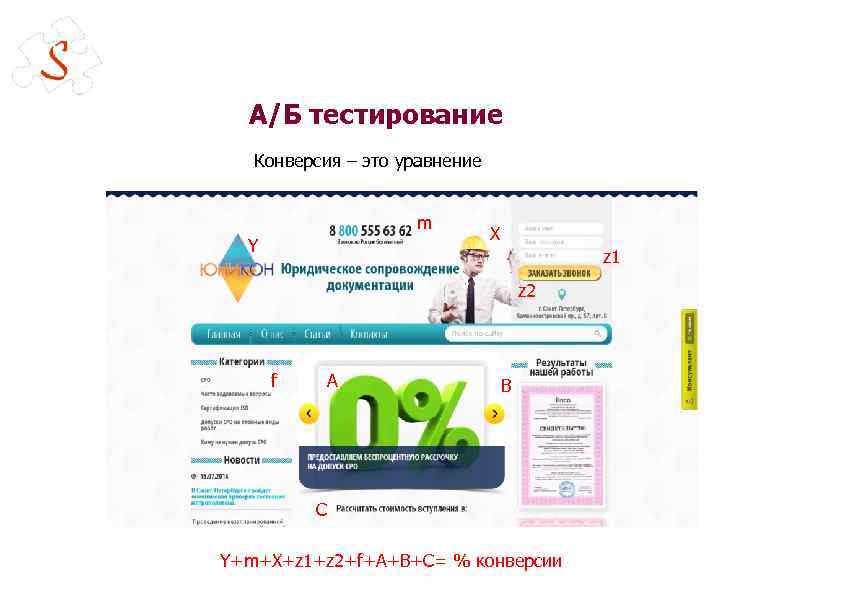 А/Б тестирование Конверсия – это уравнение 4 m Y X z 1 z 2