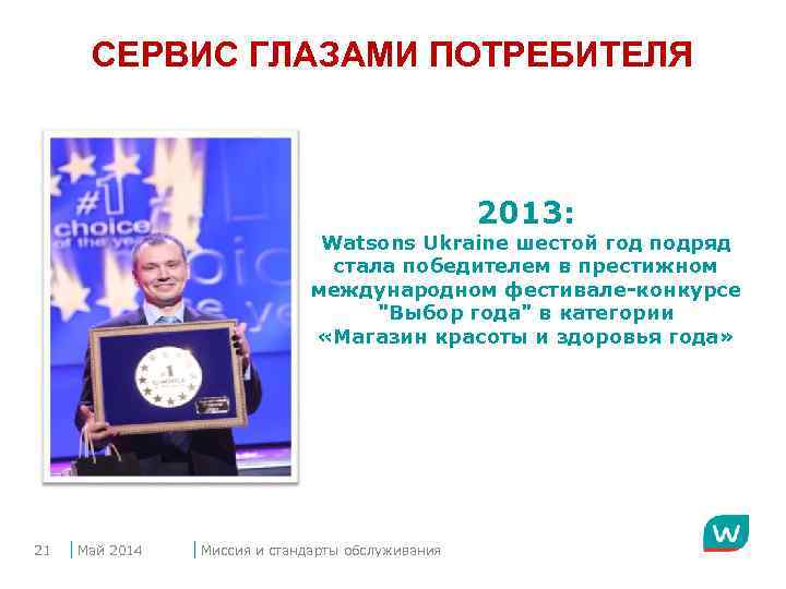 СЕРВИС ГЛАЗАМИ ПОТРЕБИТЕЛЯ 2013: Watsons Ukraine шестой год подряд стала победителем в престижном международном