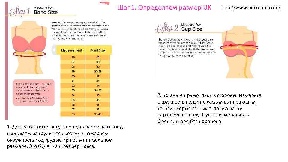 Шаг 1. Определяем размер UK 1. Держа сантиметровую ленту параллельно полу, выдыхаем из груди