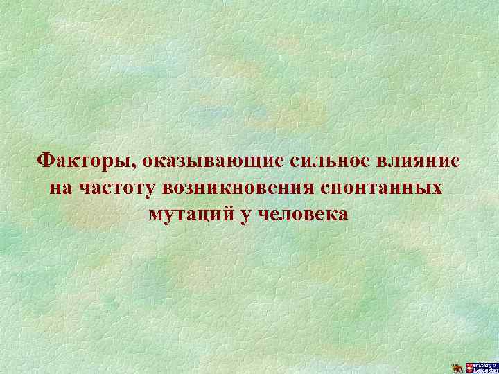 Факторы, оказывающие сильное влияние на частоту возникновения спонтанных мутаций у человека 