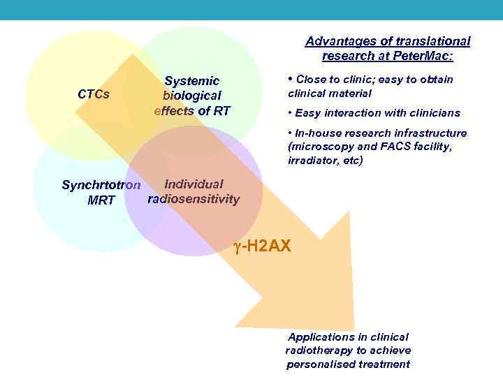 Advantages of translational research at Peter. Mac: CTCs • Close to clinic; easy to