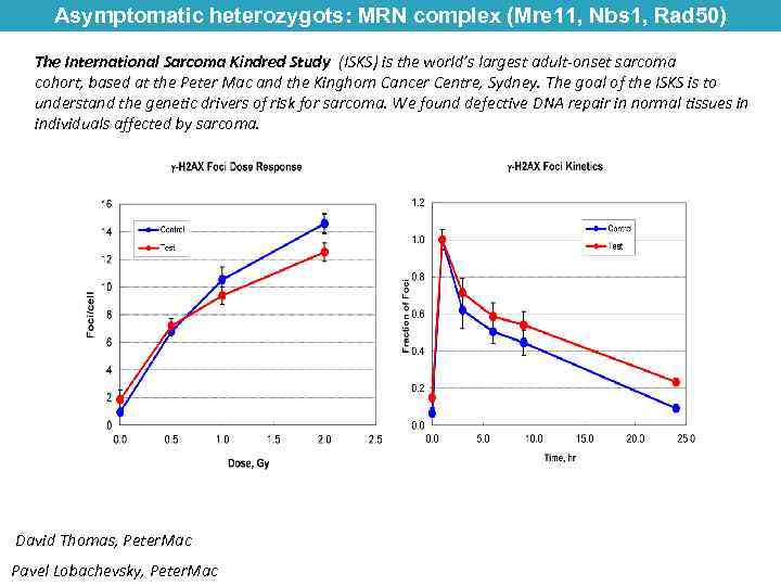 Asymptomatic heterozygots: MRN complex (Mre 11, Nbs 1, Rad 50) The International Sarcoma Kindred