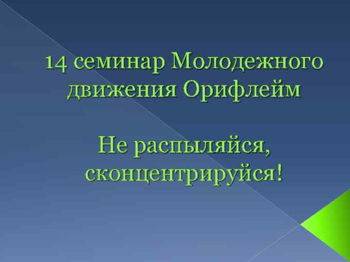 14 семинар Молодежного движения Орифлейм Не распыляйся, сконцентрируйся! 
