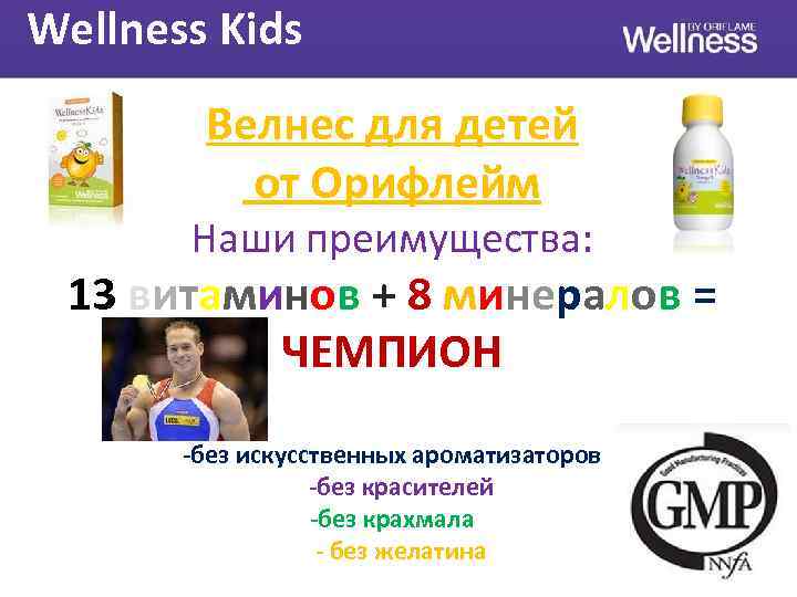 Wellness Kids Велнес для детей от Орифлейм Наши преимущества: 13 витаминов + 8 минералов