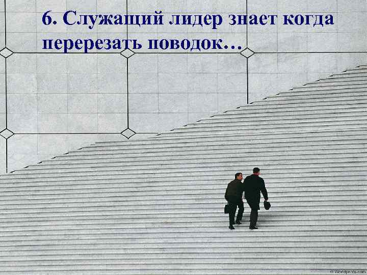 6. Служащий лидер знает когда перерезать поводок… 