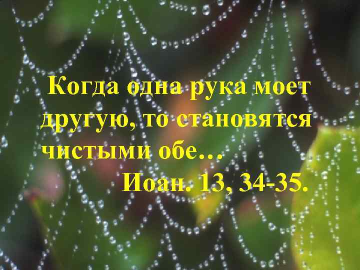 Когда одна рука моет другую, то становятся чистыми обе… Иоан. 13, 34 -35. 