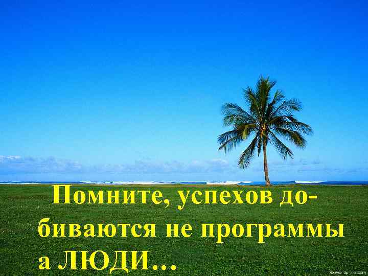 Помните, успехов добиваются не программы а ЛЮДИ… 