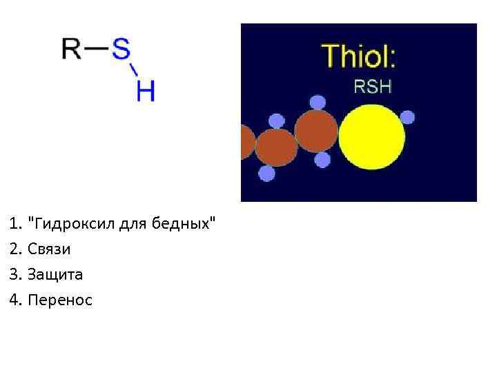 1. "Гидроксил для бедных" 2. Связи 3. Защита 4. Перенос 
