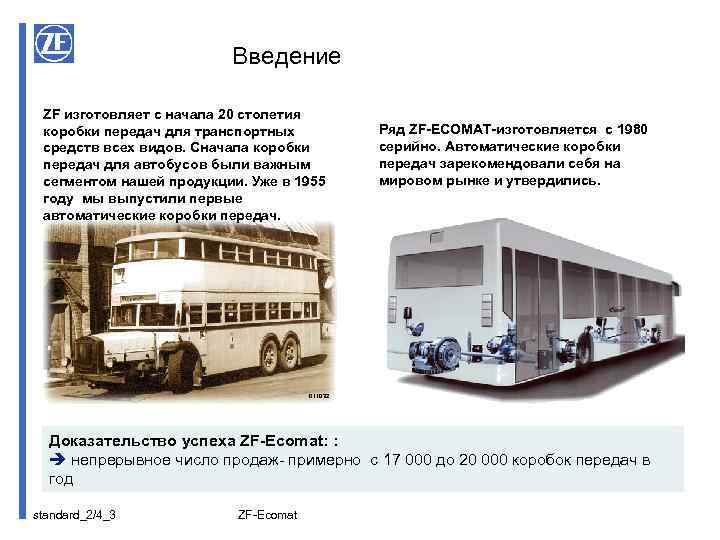 Введение ZF изготовляет с начала 20 столетия коробки передач для транспортных средств всех видов.