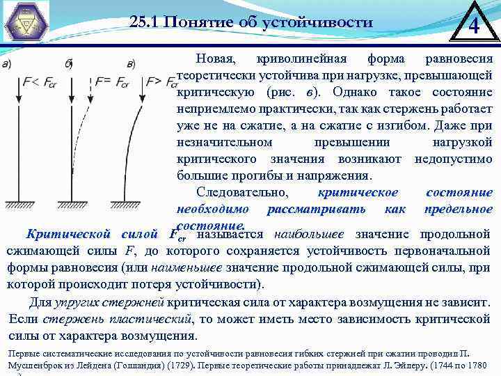 Критическая сила сжатого стержня