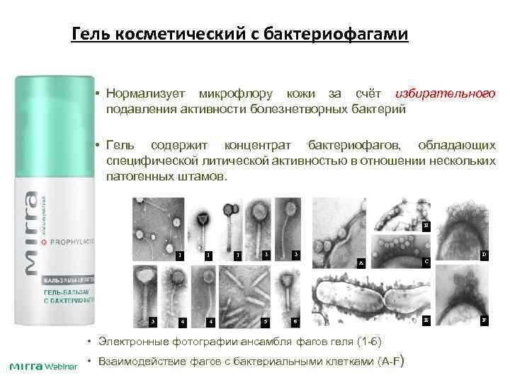 Гель косметический с бактериофагами • Нормализует микрофлору кожи за счёт избирательного подавления активности болезнетворных