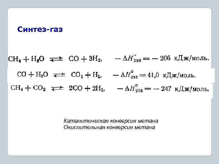 Синтез-газ Каталитическая конверсия метана Окислительная конверсия метана 