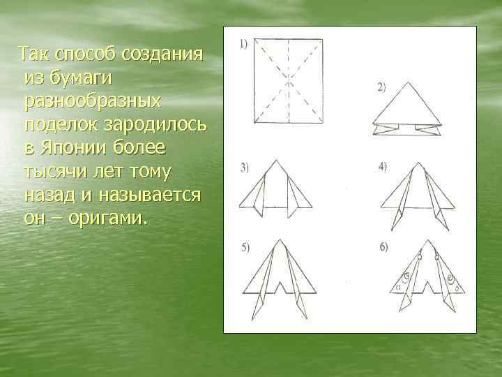 Так способ создания из бумаги разнообразных поделок зародилось в Японии более тысячи лет тому