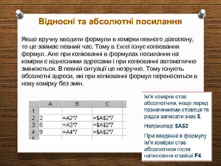 Відносні та абсолютні посилання Якщо вручну вводити формули в комірки певного діапазону, то це