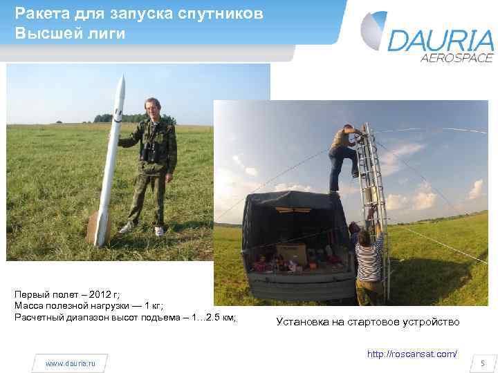 Ракета для запуска спутников Высшей лиги Первый полет – 2012 г; Масса полезной нагрузки