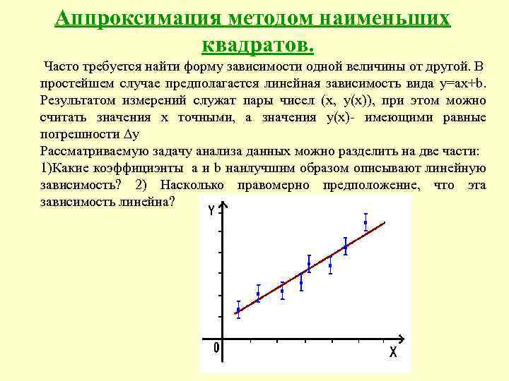 Аппроксимация методом наименьших квадратов. Часто требуется найти форму зависимости одной величины от другой. В