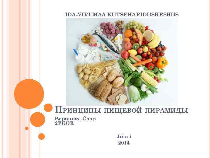 IDA-VIRUMAA KUTSEHARIDUSKESKUS ПРИНЦИПЫ ПИЩЕВОЙ ПИРАМИДЫ Вероника Саар 2 PKOR Jõhvi 2014 