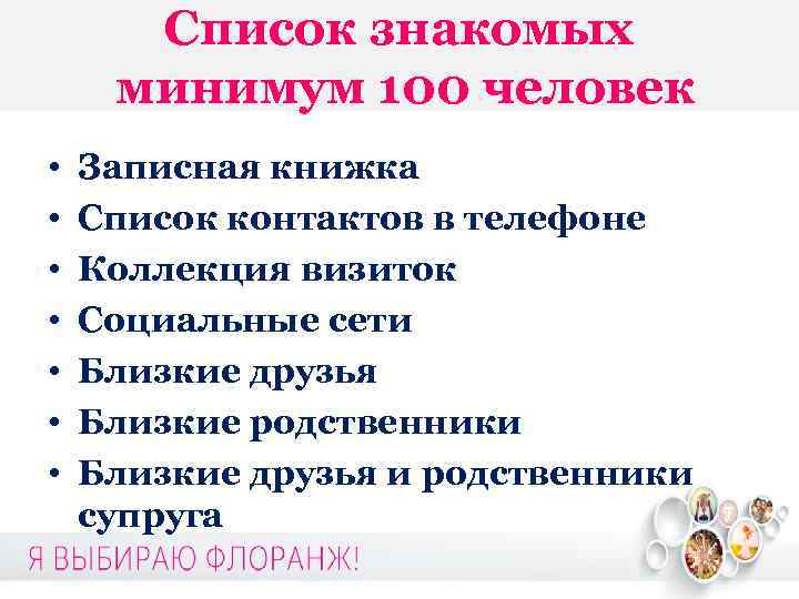 Список знакомых минимум 100 человек • • Записная книжка Список контактов в телефоне Коллекция