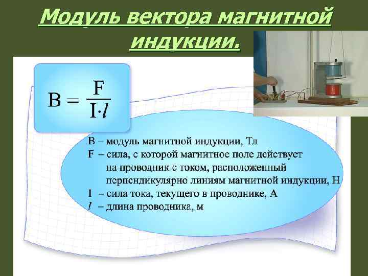 Модуль вектора магнитной индукции. ( Тесла) 