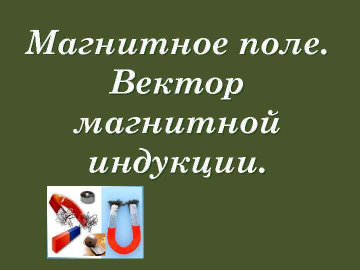 Магнитное поле. Вектор магнитной индукции. 