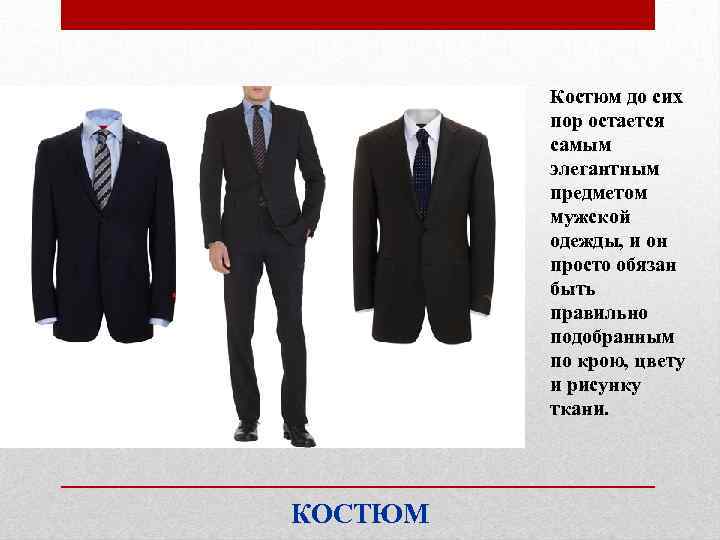 Костюм до сих пор остается самым элегантным предметом мужской одежды, и он просто обязан