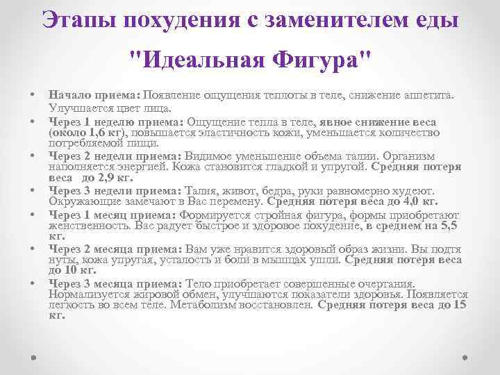 Этапы похудения с заменителем еды 