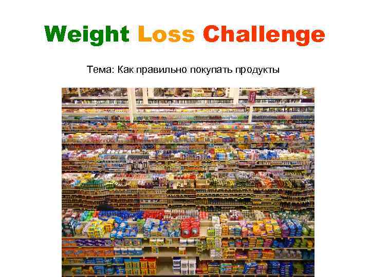 Weight Loss Challenge Тема: Как правильно покупать продукты 