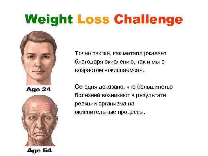 Weight Loss Challenge Точно так же, как металл ржавеет благодаря окислению, так и мы