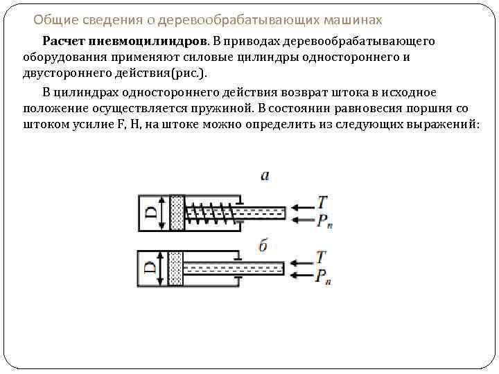 Цилиндр одностороннего действия схема