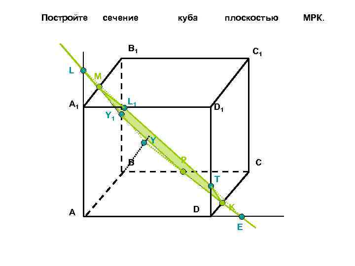 Постройте сечение куба плоскостью B 1 L C 1 M L 1 A 1