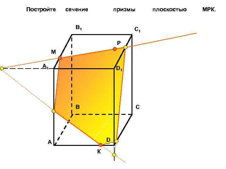 Постройте сечение призмы B 1 плоскостью C 1 Р М A 1 D 1