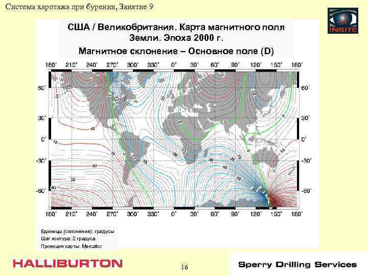 Система каротажа при бурении, Занятие 9 США / Великобритания. Карта магнитного поля Земли. Эпоха