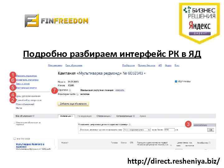 Подробно разбираем интерфейс РК в ЯД http: //direct. resheniya. biz/ 