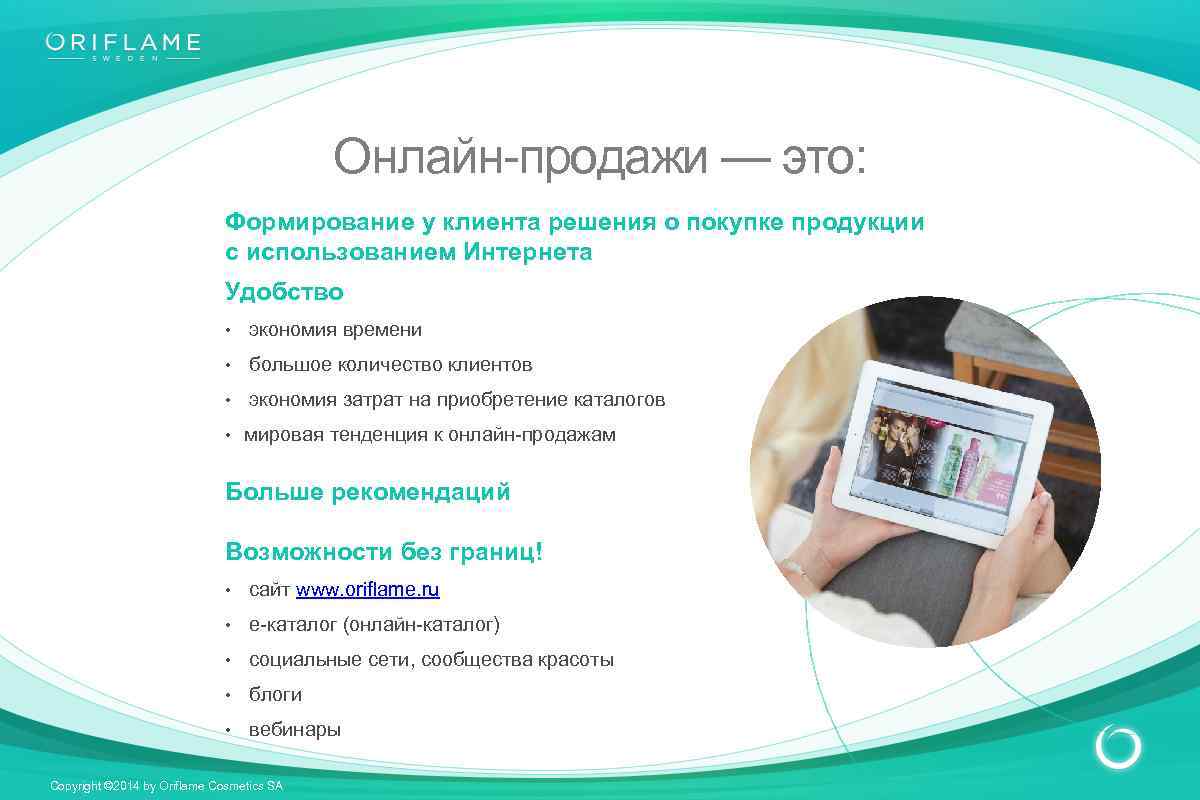 Онлайн-продажи — это: Формирование у клиента решения о покупке продукции с использованием Интернета Удобство