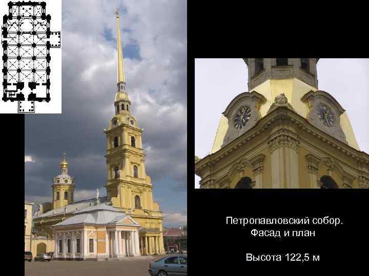 Петропавловский собор. Фасад и план Высота 122, 5 м 