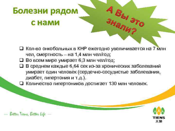 Болезни рядом с нами А В ы э зна то ли ? q Кол-во