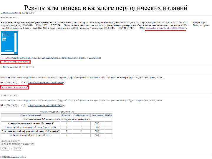 Результаты поиска в каталоге периодических изданий 