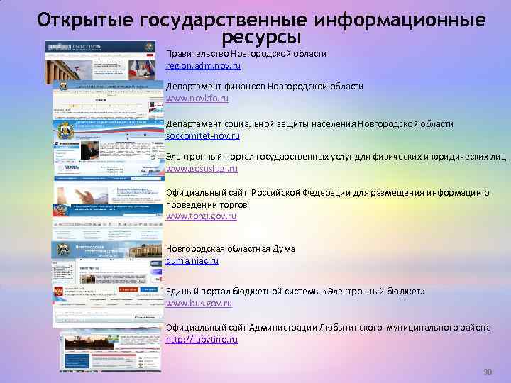 Открытые государственные информационные ресурсы Правительство Новгородской области region. adm. nov. ru Департамент финансов Новгородской